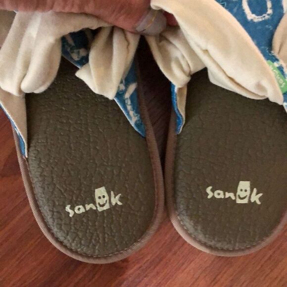 NEW Sanuk Turquoise and beige espadrille style sandals, size 7 - Picture 2 of 6